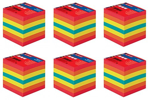 Notizklotz 9x9cm 700Blatt farbig geleimt mit Deckblatt 6er Pack