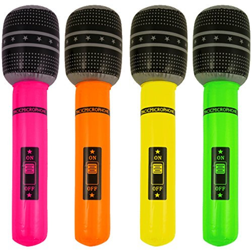 4 Mikrofon aufblasbar 40cm Aufblasbar Mikro für Musiker Band Luftgitarrenband