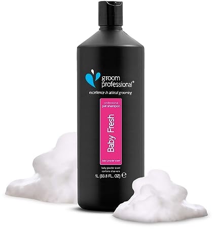 GROOM PROFESSIONAL Baby Fresh Hundeshampoo Sensitiv - Hundeshampoo Gegen Geruch - Babypuderduft - Für Juckende & Trockene Haut - Sanft Duftendes Welpenshampoo - Perfekt für Welpen, 1 Liter
