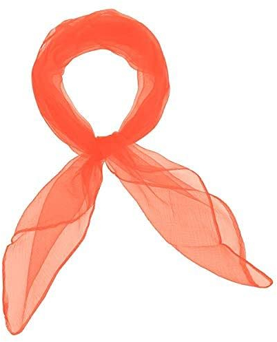 Einfaches, quadratisches Chiffon-Kopftuch/Halstuch für Damen, 50er-Jahre-Stil, sehr leichtes und weiches Tragegefühl Gr. Einheitsgröße, Orange