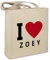 Stofftasche mit Namen Zoey - Motiv I Love - Farbe beige - Stoffbeutel, Jutebeutel, Einkaufstasche, Beutel