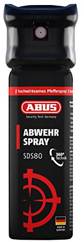 ABUS Abwehrspray SDS80 zur Tierabwehr – Pfefferspray zur Selbstverteidigung bei Tierangriffen – Jet-Sprühstrahl für bis zu 5 Meter Reichweite – auch kopfüber - 45 ml