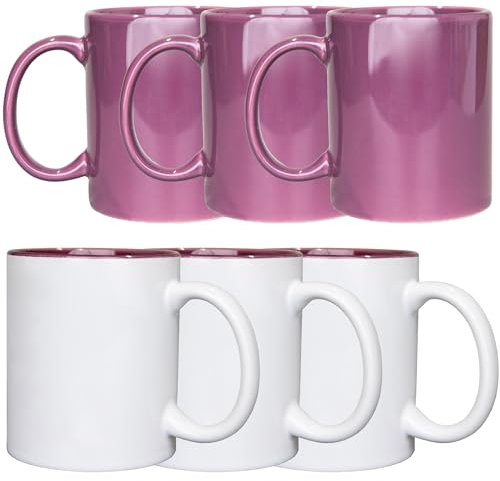SHATCHI 4Pcs Purple and White Dual Tone 11oz-Sublimation Coated Cup Heat Press Printing Tea Coffee Mugs Personalise Gift, Ceramic, Assorted