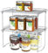 HapiRm Spice Rack Cupboard Organiser - Set of 2 Foldable Shelf Organiser, Stainless Steel Kitchen Shelf Organiser Stackable, Pantry Storage Solutions, Plate Shelf Organisers for Kitchen