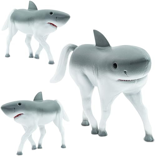 Randimals Pferd & Hai Spielzeug Tierfiguren - Hybrid Hork Pferd & Hai Figur Realistische Tiere zum Spielen - Robustes & einzigartiges Pferde Hai Tierspielzeug - Miniatur Tierfiguren