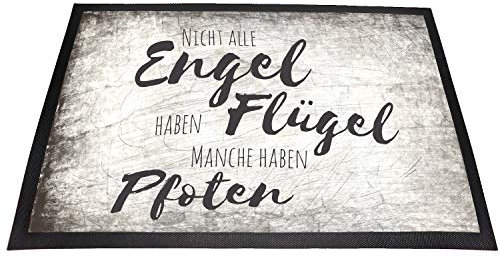Tierisch-tolle Geschenke Engel haben Flügel | Hundespruch Fussmatte für innen & außen | rutschfest | Waschbar | Fußmatte personalisiert |