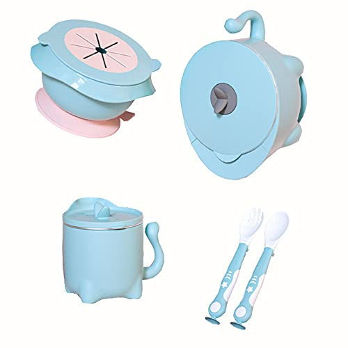 HCMA Juego de vajilla para niños Juego de Comedor para niños pequeños La vajilla para niños sin BPA Incluye una Botella de Agua con Cuenco