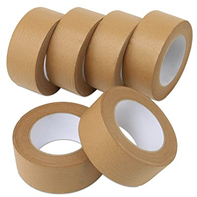 Lichamp B206BN Lot de 6 rouleaux de ruban adhésif en papier kraft marron gommé pour cartons d'emballage, cartons d'expédition et scellement de cartons, 5,1 cm x 50 m x 7 mm