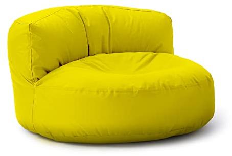 Lumaland Sitzsack Lounge | Sofa-Sitzsack 90 x 50 cm mit Rückenlehne | Indoor & Outdoor Beanbag | Wasserabweisend & Robust | Mit anpassungsfähiger EPS-Füllung | Waschbarer Bezug [Gelb]