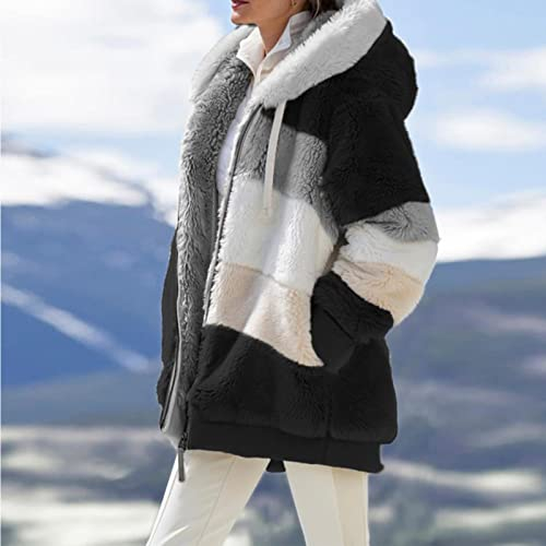 ZXCL 2021 Neue Mantel Winter Damen Äußere Wear Jacket Weibliche Korean Mantel Mode Beiläufige Nähte Plaid Mit Kapuze Reißverschluss Ladies Mantel-Black,L
