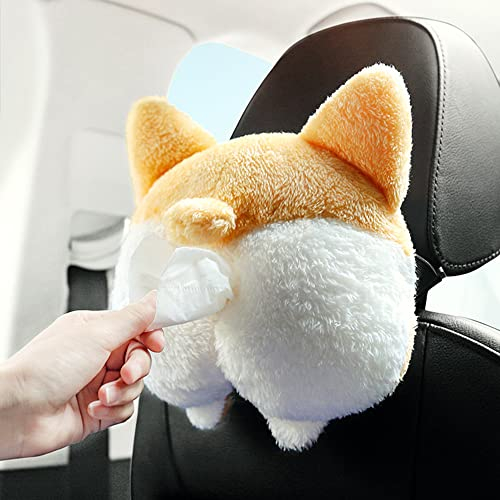 QSLKI Plüsch Taschentuchbox für Auto Zuhause Büro Küche, Creative Tissue Box Taschentuchspender Kosmetiktücherbox Taschentücher Serviettenbox Papierhalter, Plüsch-Spielzeug-Stil (Dog)