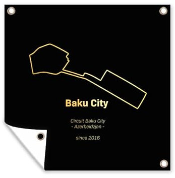 MuchoWow Poster exterieur Formule 1 - Bakou - Circuit Decoration murale 100x100 cm Résistant aux intempéries/soleil