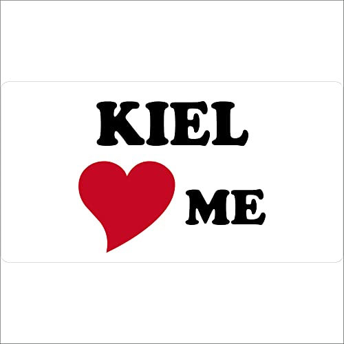 Indigos UG Aufkleber Kiel Love me 15x8 - Stadt - weiß - Autoaufkleber - Laptop - Freizeit - Sport- Fussball - mit Herz - Herz Aufkleber