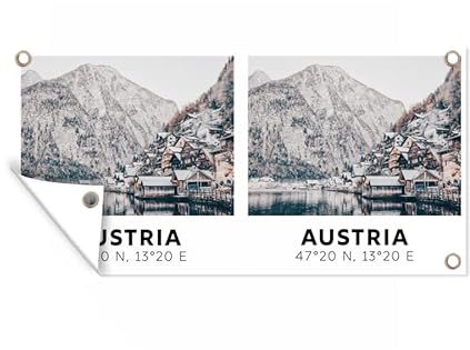 MuchoWow Outdoor-Poster Poster Wanddeko draußen Deko Garten Gartenposter 160x80 cm Österreich - Alpen - Wasser - Berg