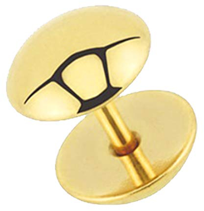 Piercingfaktor Runde Ohrring Ohrstecker Fake Piercing Ohr Plug Flesh Tunnel Ohrpiercing Titan Platte Stecker Halbrund Poliert 8mm Gold
