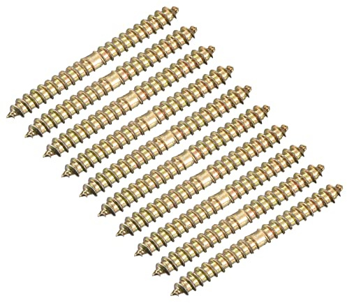 Uxcell 4x38mm Hanger Bolts, 24pcs Double Ended Self-Tapping Thread Dowel Screws for Wood Connecting