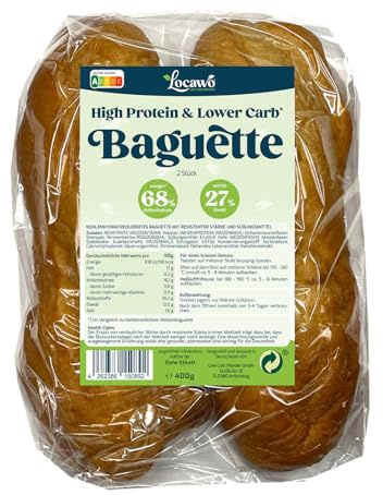 Locawo High Protein & Low Carb Baguette | Eiweißbrot | Voller Weizengeschmack | Vegan | ideal für eine eiweißreiche, kalorien- und zuckerreduzierte Ernährung