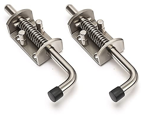 Frunimall Federriegel Edelstahl 304,Federriegel Bolzenriegel,Torriegel mit Zahlenschloss,Riegelschloss mit Gummigriff für Holztür, Metalltür, Schuppentür, Scheune,2PCS(4 * 13.5CM)