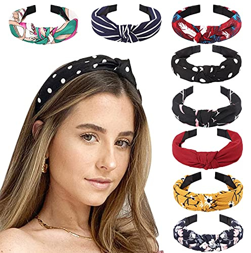 DRESHOW 8 Pièces Bandeau Cheveux pour Femme Boho Bandeaux Serre Tête Elastique Bandeaux avec Nœuds Cheveux Accessoires
