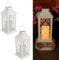 LUMILED 2x Solarlaterne für Außen Solar Laternen Draußen LED Glas Laterne Solarleuchte mit Kerze Flacker Effekt Kerze IP44 Vintage weiß Hängend Dekorative Licht Außenleuchte Gartenleuchte