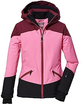 killtec Mädchen Skijacke wasserdicht/Funktionsjacke mit Kapuze und Schneefang KSW 151 GRLS SKI JCKT, hell neon pink, 164, 41187-000