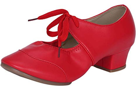 Women's Court Shoes Ladies Dancing Prom Ballroom Latin Ballet Dance Singles Shoes Summer Sandals Walking Shoes for Going Out Red