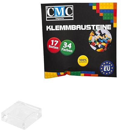 CMC imports 100 x Klemmbausteine Fliesen Tiles Bausteine 1x1 Noppen Kompatibel 34 Farben freie Farbenwahl (920 - Transparent)