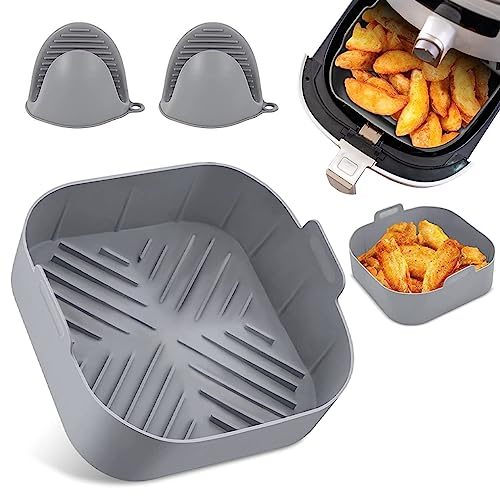 Molde de Silicona Libre de BPA para Freidora de Aire 5.5L y 6L. 21L - Molde más Guantes de Protección para Airfryer Compatible con COSORI, CECOTEC, Philips - Compatible con Todas Las Marcas