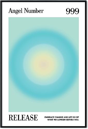 Gtoaxxno Poster Angel Number 999, ungerahmt, Energie-Aura-Farbverlaufsposter, Intuitionsdruck, Wanddekoration, Wohnzimmer, ungerahmt (40 x 60 cm)