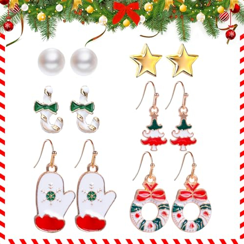 Xmas 6 Paare Weihnachten Tropfen Baumeln Schmuck, Niedliche Schmuckgeschenke, Weihnachtsschmuck für Weihnachtsfeierdekorationen