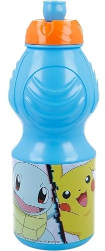 Botella Pokemon de plástico reutilizable BPA Free modelo deporte botella con chupete para niños capacidad 400 ml