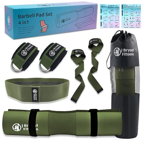 J Bryant Barbell Pad Set with 2 Ankle Straps for Cable Machines, Hip Resistance Band, Weight Lifting Straps, Thick Cushion Hip-Thrusts Pad with Carry Bag for Squats Bench Press Workout