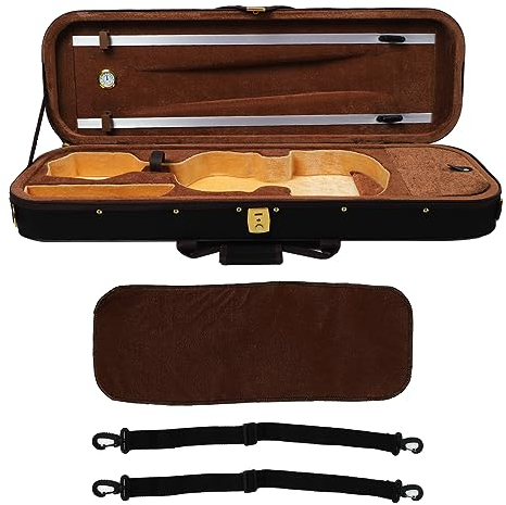 Custodia per Violino 4/4 con Igrometro Custodia Rigida Professionale per Violino Oblunga Borsa da Trasporto Portatile con Spallacci