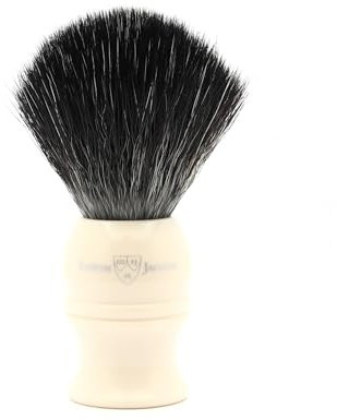 Edwin Jagger 1EJ337SYN Classic Black Synthetic Fiber Eco-Friendly Vegan Peeling Rasierpinsel für Rasiercreme oder Rasierseife für Männer und Frauen (Imitation Elfenbein)