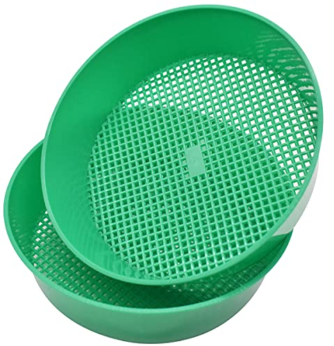TAIZER 2 Pezzi Setaccio da Giardino Colino da Giardino Strumento con Setaccio per Terreno in Plastica per Giardino Sabbia Pavimento Sabbia Terra Colino a Rete per Giardinaggio Piante Green