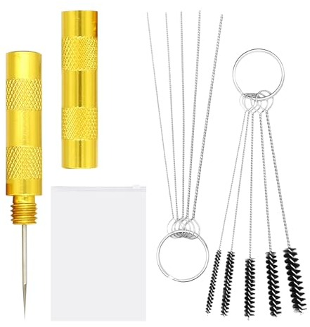 NYGGTYK 1 juego de 10 piezas con raspador, 1 bolsillo con cremallera, cepillo de limpieza, herramienta de limpieza de aerógrafo, herramienta de limpieza de boquillas