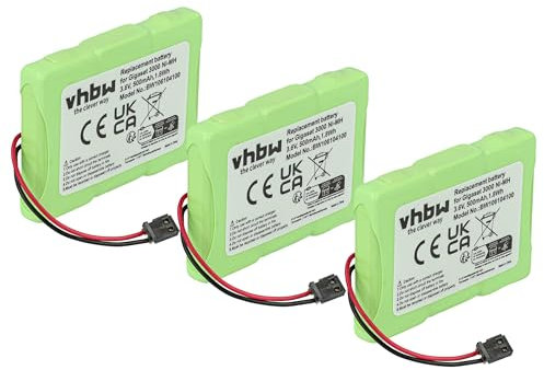 vhbw 3X Akku kompatibel mit Telekom/T-Sinus 45M schnurlos Festnetz Telefon (500 mAh, 3,6 V, NiMH)