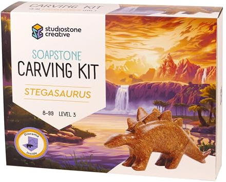 STUDIOSTONE Creative DIY Arts & Crafts Carving Kit Kids Adults Stegosaurus Sculpture Soapstone
