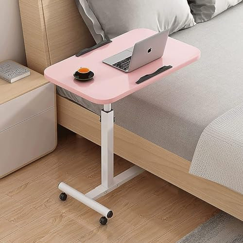 CVNIMV Mesas de Cama Mesita de Noche Plegable con Ruedas, Altura Ajustable, Mesa móvil sobre la Cama, Mesa rodante para Ordenador portátil, Escritorio, sofá, Mesa Auxiliar para Oficina, h