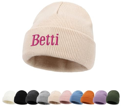 ZOTIMEF Personalisierte Baby-Beanie-Mütze - Individueller Name Gestrickte Beanies Mützen für Kleinkinder bis Erwachsene Geschenke