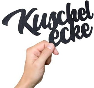 Kuschelecke Schild klebend - Kunststoff Kuschel Deko Wandschild - Wohnzimmer Wand Dekoration Sofa Ecke - Kinderzimmer Schriftzug - zu Hause Wanddekoration - Wandtattoo - Wandsticker (M)