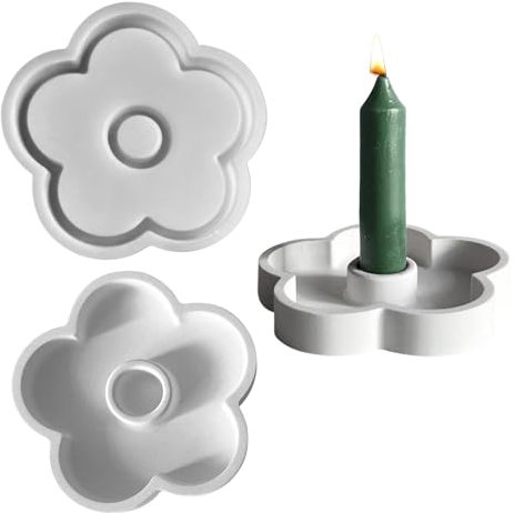 3D Blumen Silikonform Kerzenhalter, Epoxidharz Gießformen für DIY Stabkerzenhalter mit Blumenform
