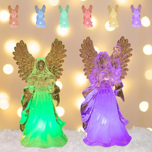 ACAREY Weihnachtsdeko LED Kerzen, 2 Stück Weihnachten Deko Engel Flammenlose LED Kerzen Teelichter Weihnachtskerzen Engel Weihnachtsbeleuchtung Für Weihnachtsdeko Innen, Fenster, Tisch
