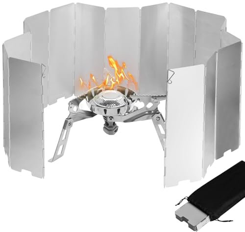 Adiwo Pare-Vent Pliable, 16 Plaques Plaques Pare-Brise de Camping, Pare-Vent Pliable Aluminium, Plaques Camping Plein Air Pare Brise pour Rechaud de Camping, Pique-nique Cuisinière à Gaz etc.