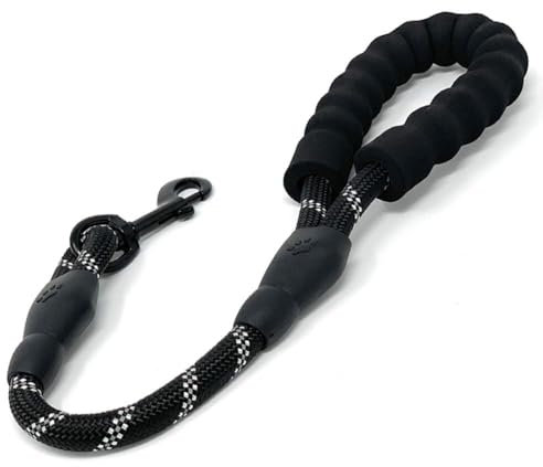 Short Dog Lead with Soft Padded Handles and Reflective Threads Walking Dog Rope Dog Lead Rope for Small Medium and Large Dogs (black) short leads for dogs
