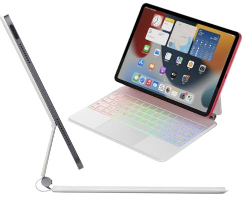 AnMengXinLing Keyboard Case for iPad Mini 7 (A17 Pro) & Mini 6 - Magic case with Floating Cantilever Stand for iPad Mini 7th 6th Gen, Backlit Keyboard with Trackpad, White