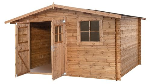 Abri de Jardin en Bois traité, EP 28mm, Surface utile 9.9m² INT043