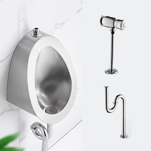 PQXQZ Urinal für Männer, Auslaufsicher für die Nacht Pissoir aus Edelstahl für Männer Urinale für Männer mit Druckspülung Pinkelbecken mit Spritzschutz Leicht Zu Reinigen