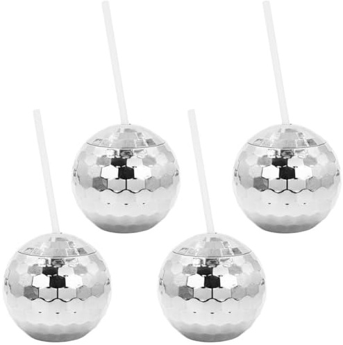 Lpitoy 4 Stück Discokugel-Becher, partybecher Deckel, Wiederverwendbare Flash-Ball-cocktailbecher Für Party, Nachtclub, Bar, Weintrinken, Teeflasche