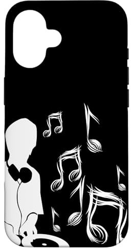 DJ con tocadiscos y partituras, drum and bass, techno Carcasa para iPhone 16